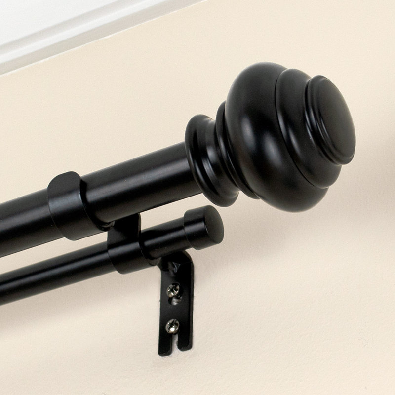 Canora Grey Parnell Knob Drapery Curtain Double Rod & Hardware Set Wayfair